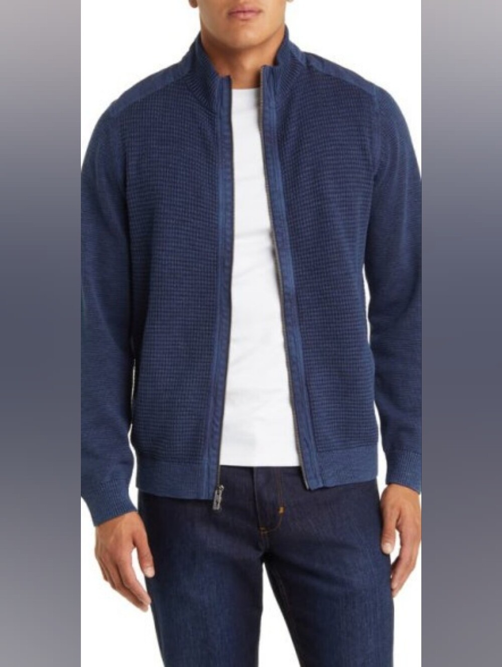 Tommy Bahama Men's Medium Tidemark Zip Cotton Waffle Knit Cardigan Sweater New